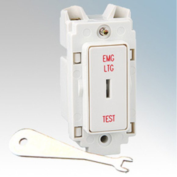Crabtree 4551/ELT 20AX 2Way Grid Key Switch (EMG LTG TEST) - White