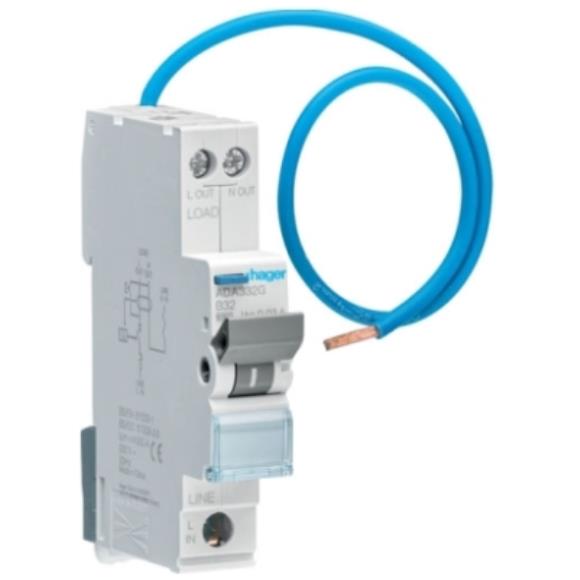 Hager ADA306G 6A A Rated B Type RCBO 6kA 30mA Compact Size SPN