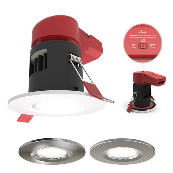 Ansell Prism LED Downlight Incasso Antincendio IP65 7W Bianco Freddo 4000K - Faretto Dimmerabile Per Cartongesso