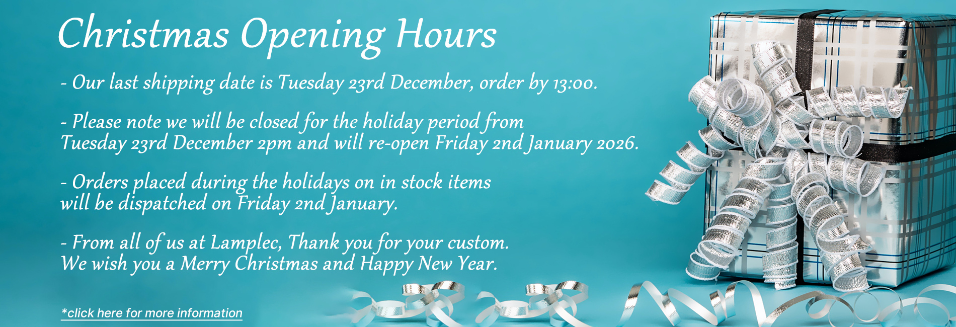 Christmas Delivery Information