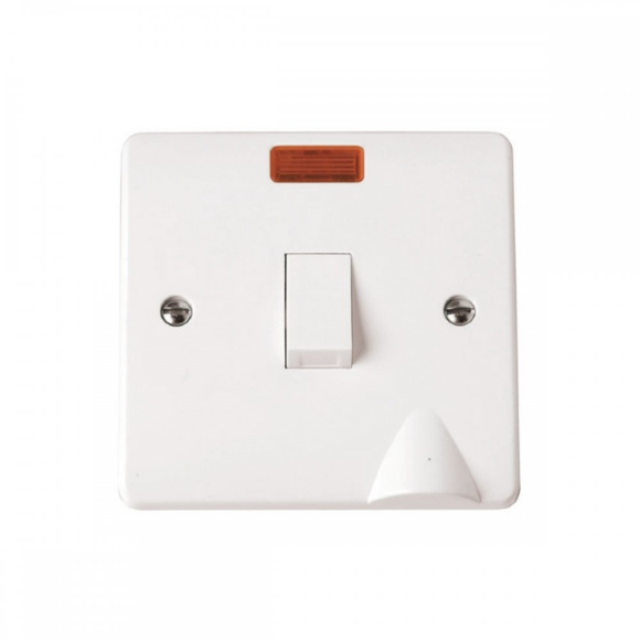 Click Mode CMA023 DP Switch with Neon & Flex Outlet - White Moulded Plastic