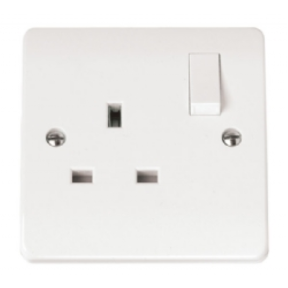 Click Mode CMA035 1G Switched Socket Outlet - White Moulded Plastic