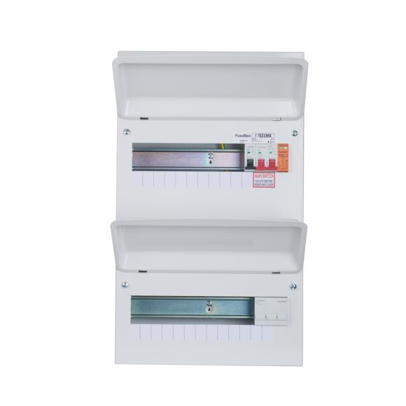 FuseBox F2021MX 21 Way Dual Row T2 SPD Metal Consumer Unit with 100A Main Switch 18th Edition 
