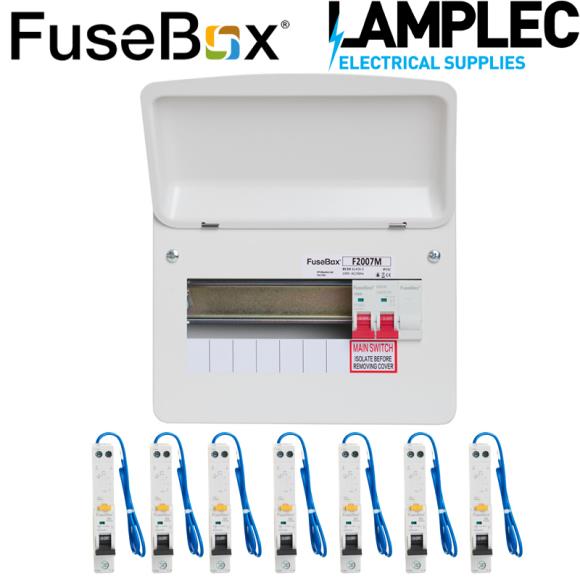 FuseBox F2007M 7 Way Metal Consumer Unit with 7 RCBOs A Rated B Curve