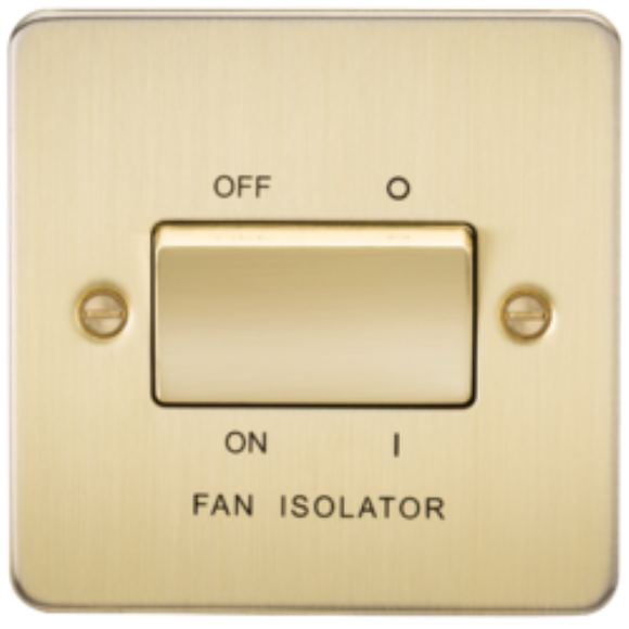 Knightsbridge Flatplate FP1100BB Fan Isolator Switch - Brushed Brass