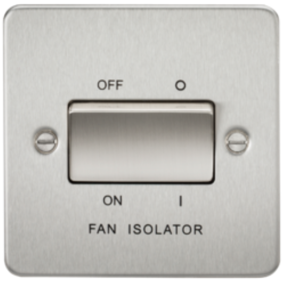 Knightsbridge Flatplate FP1100BC Fan Isolator Switch - Brushed Chrome