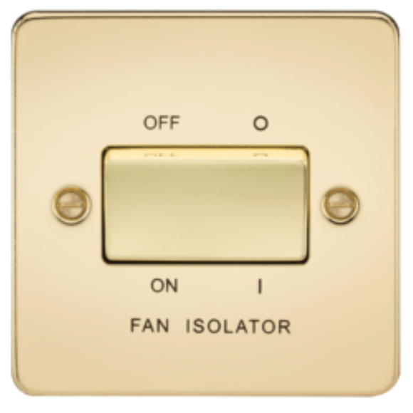 Knightsbridge Flatplate FP1100PB Fan Isolator Switch - Polished Brass
