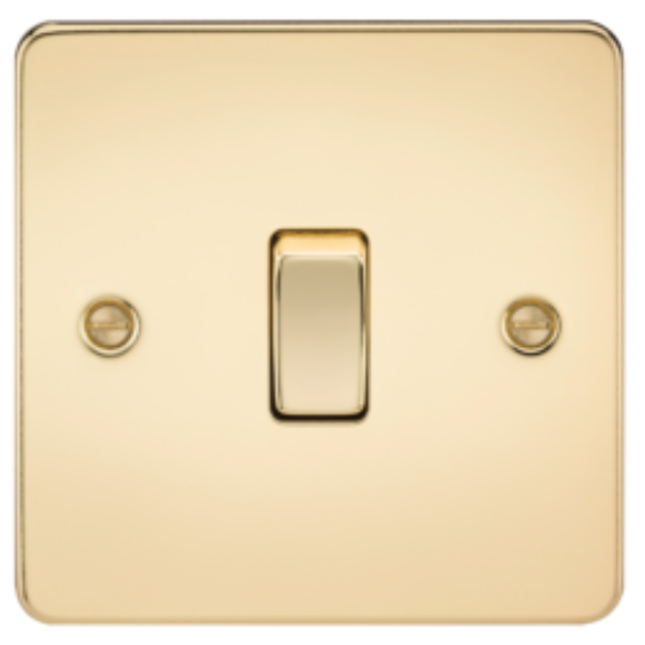 Knightsbridge Flatplate FP2000PB 1G 2Way Switch - Polished Brass