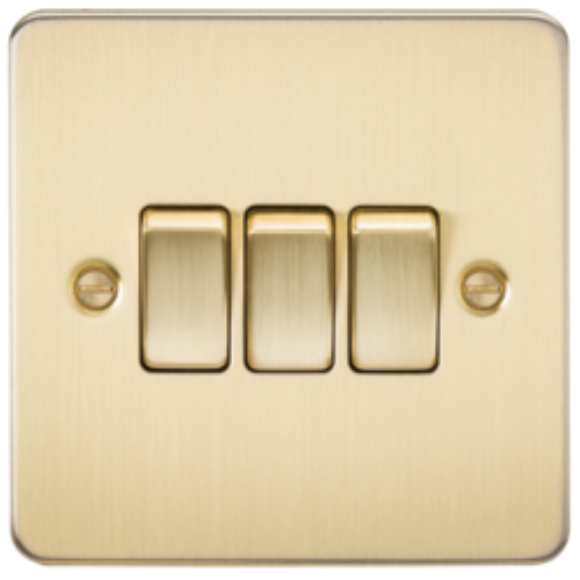 Knightsbridge Flatplate FP4000BB 3G 2Way Switch - Brushed Brass