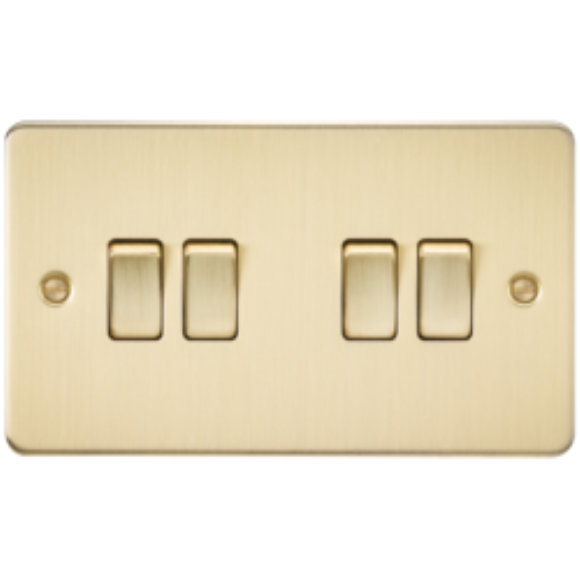 Knightsbridge Flatplate FP4100BB 4G 2Way Switch - Brushed Brass