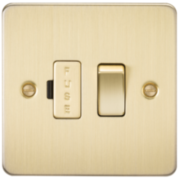 Knightsbridge Flatplate FP6300BB Switched Fused Spur Unit - Brushed Brass