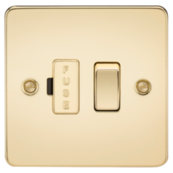 Knightsbridge Flatplate FP6300PB Switched Fused Spur Unit - Polished Brass