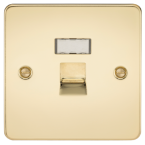 Knightsbridge Flatplate FPRJ45PB Network Outlet RJ45 - Polished Brass