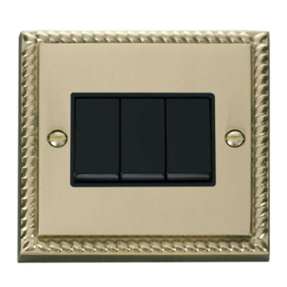 Click GCBR013BK 3G 2Way Switch - Polished Cast Brass Black Insert