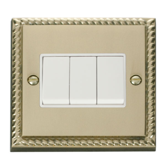 Click GCBR013WH 3G 2Way Switch - Polished Cast Brass White Insert