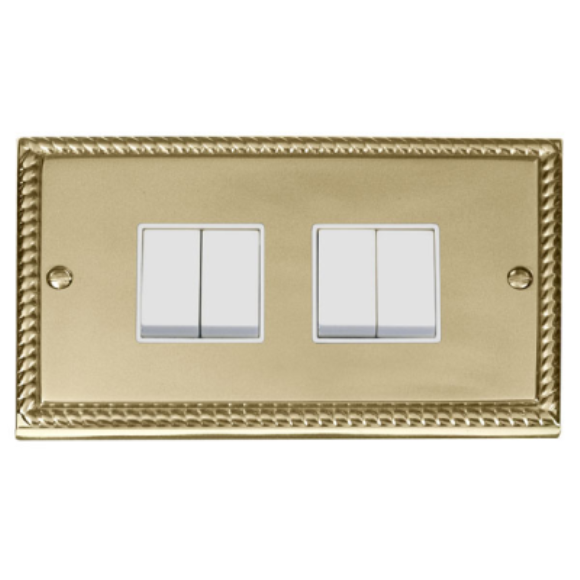 Click GCBR019WH 4G 2Way Switch - Polished Cast Brass White Insert