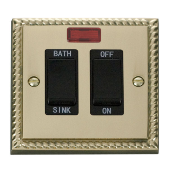 Click GCBR024BK DP Bath Switch with Neon - Polished Cast Brass Black Insert