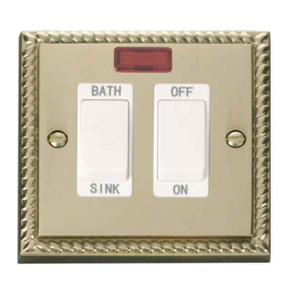 Click GCBR024WH DP Bath Switch with Neon - Polished Cast Brass White Insert