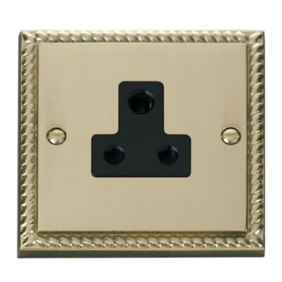 Click GCBR038BK 5A Round Pin Socket Outlet - Polished Cast Brass Black Insert