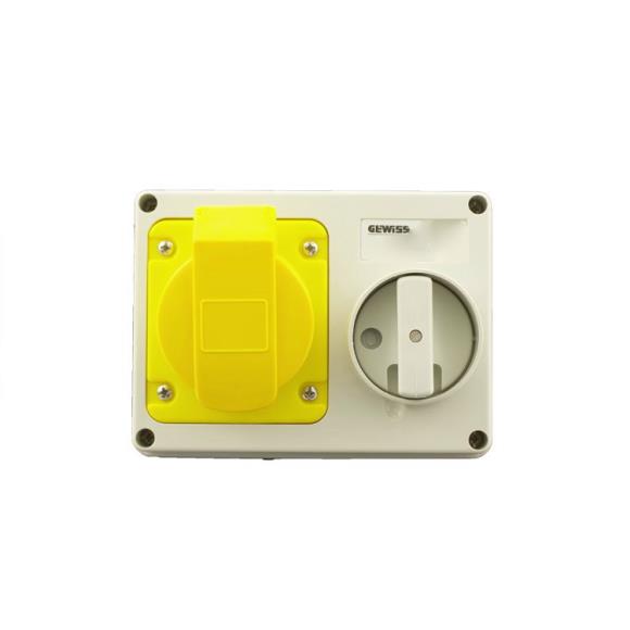 Gewiss GW66001 Socket 16A Yellow IP44 110V 2 Pin + Earth