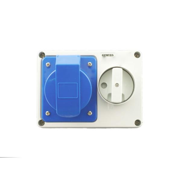 Gewiss GW66004 Socket 16A Blue IP44 230V 2 Pin + Earth