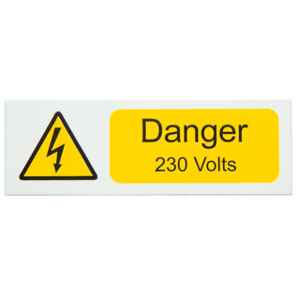 Industrial Signs IS2110SA Danger 230V Label