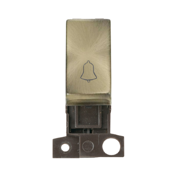 Click Minigrid MD005AB 10AX 1 Way Retractive Bell Switch Module - Antique Brass