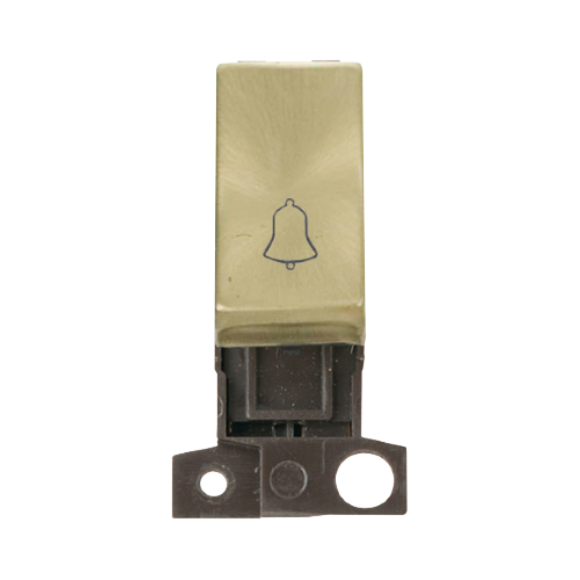 Click Minigrid MD005SB 10AX 1 Way Retractive Bell Switch Module - Satin Brass