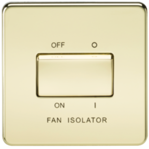 Knightsbridge Screwless SF1100PB Fan Isolator Switch - Polished Brass