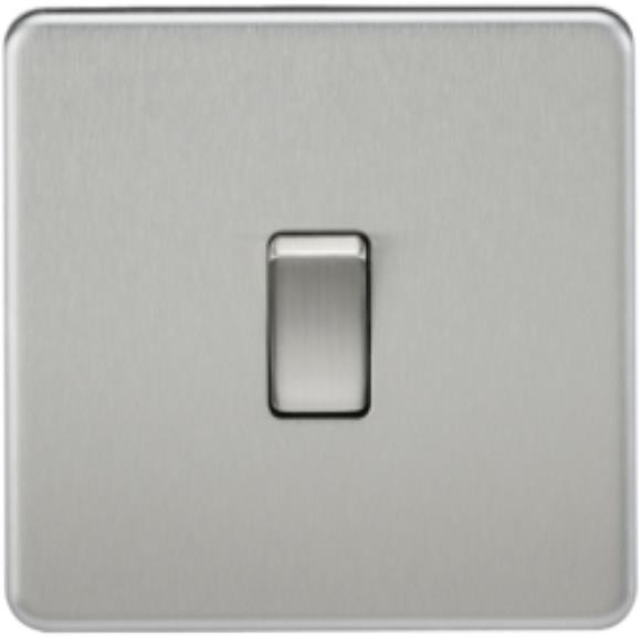 Knightsbridge Screwless SF2000BC 1G 2Way Switch - Brushed Chrome