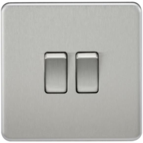 Knightsbridge Screwless SF3000BC 2G 2Way Switch - Brushed Chrome