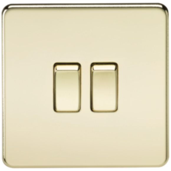 Knightsbridge Screwless SF3000PB 2G 2Way Switch - Polished Brass