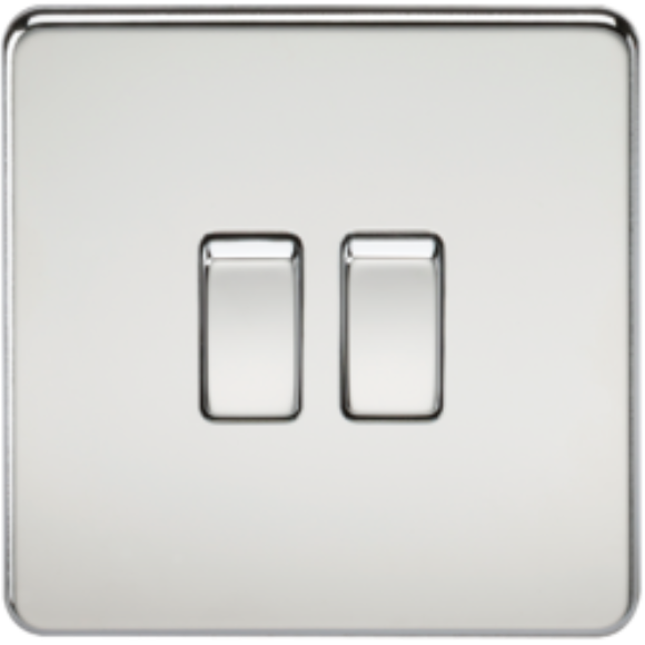 Knightsbridge Screwless SF3000PC 2G 2Way Switch - Polished Chrome