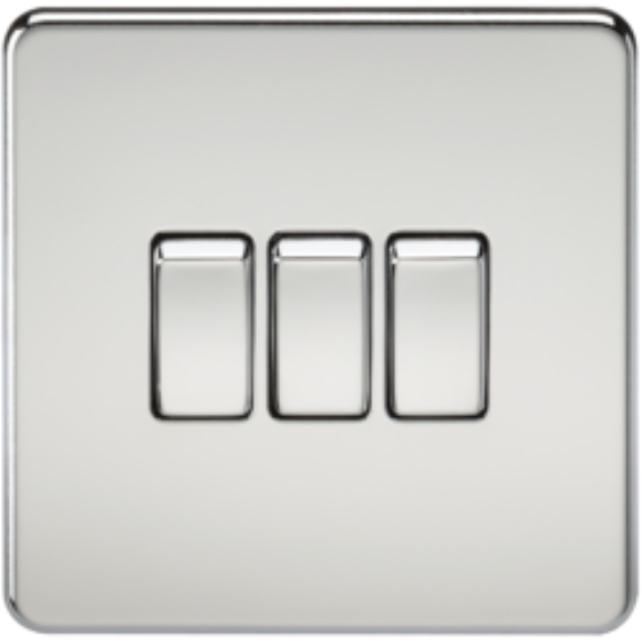 Knightsbridge Screwless SF4000PC 3G 2Way Switch - Polished Chrome