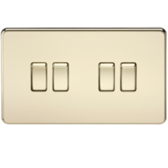 Knightsbridge Screwless SF4100PB 4G 2Way Switch - Polished Brass