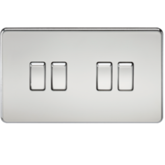 Knightsbridge Screwless SF4100PC 4G 2Way Switch - Polished Chrome