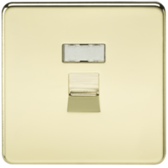 Knightsbridge Screwless SFRJ45PB Network Outlet RJ45 - Polished Brass