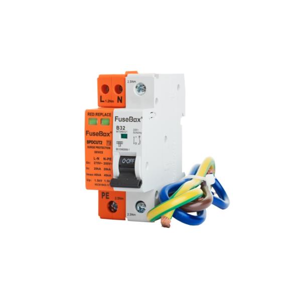 FuseBox SPDCUKITT2 Surge Protection Device & 32A MCB SPD & Cables