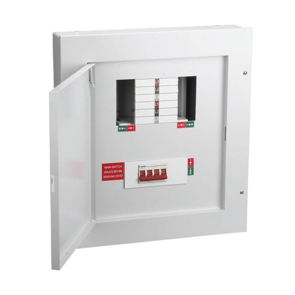 Live Electrical TPN04-125 TP&N 4 Way TP&N Distribution Board Three Phase 125A Incomer 