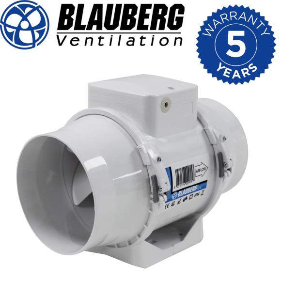 Blauberg TURBO-E-100 Turbo-E In-Line Mixed Flow Extractor Fan Standard 4 Inch