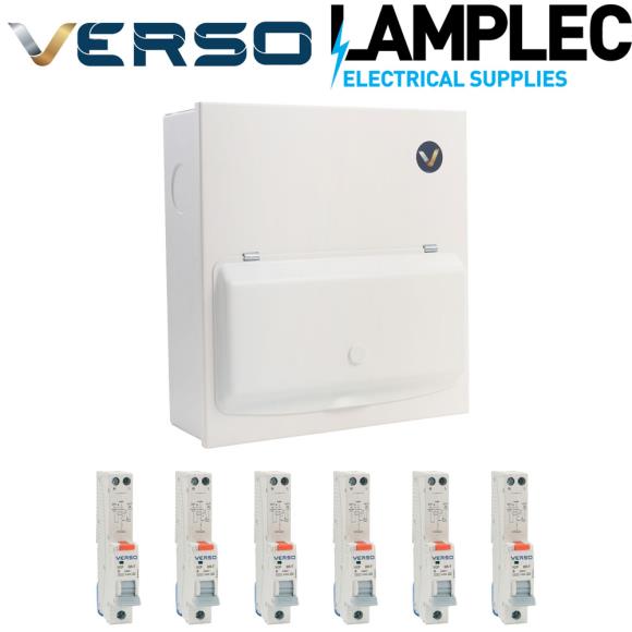 Verso VCP8MX 6 Usable Way with 6 RCBOs, SPD & Main Switch Consumer Unit 