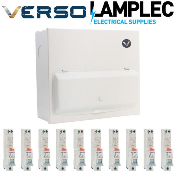 Verso VCP12MX 10 Usable Way with 10 RCBOs, SPD & Main Switch Consumer Unit 