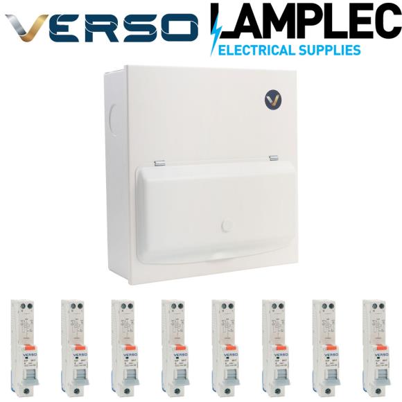 Verso VBOXA1 8 Usable Way with 8 RCBOs Main Switch Consumer Unit 