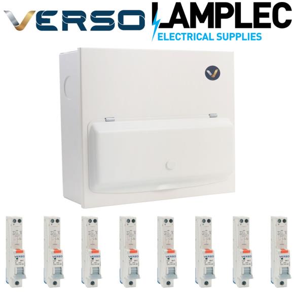 Verso VCP12MX 10 Usable Way with 8 RCBOs, SPD & Main Switch Consumer Unit 