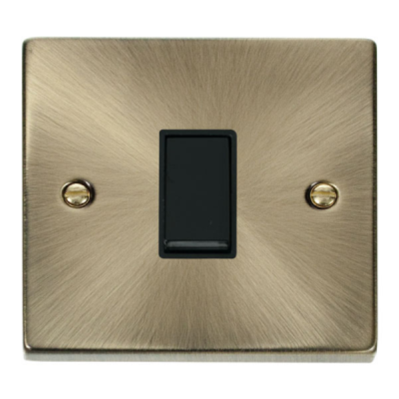 Click VPAB011BK 1G 2Way Plate Switch - Antique Brass Black Insert