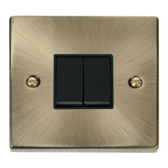 Click VPAB012BK 2G 2Way Plate Switch - Antique Brass Black Insert