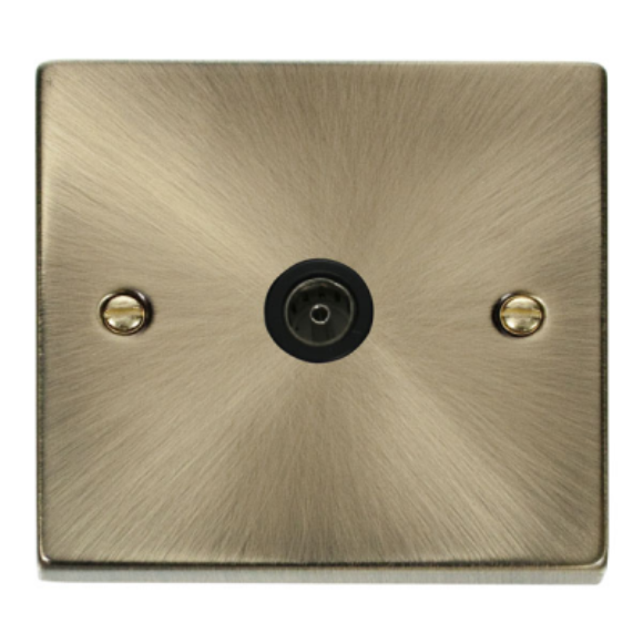 Click VPAB065BK Single Non- Isolated Coaxial Outlet - Antique Brass Black Insert