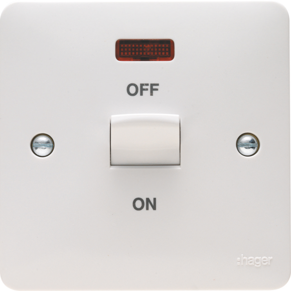 Hager Sollysta WMDP50N 50A DP 1G Switch with LED - White Moulded