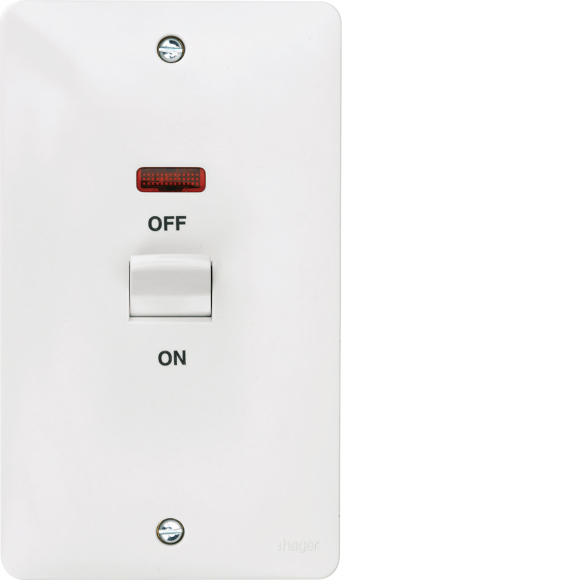 Hager Sollysta WMDP50VN 50A DP 2G Switch with LED - White Moulded