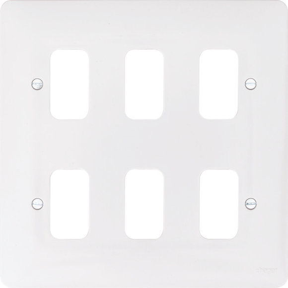 Hager Sollysta WMGP6 6G Moulded Grid Plate - White